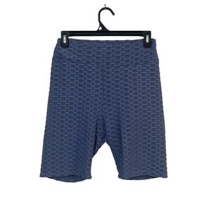 Love University Blue Textured Honeycomb Scrub Butt Biker Shorts - XL